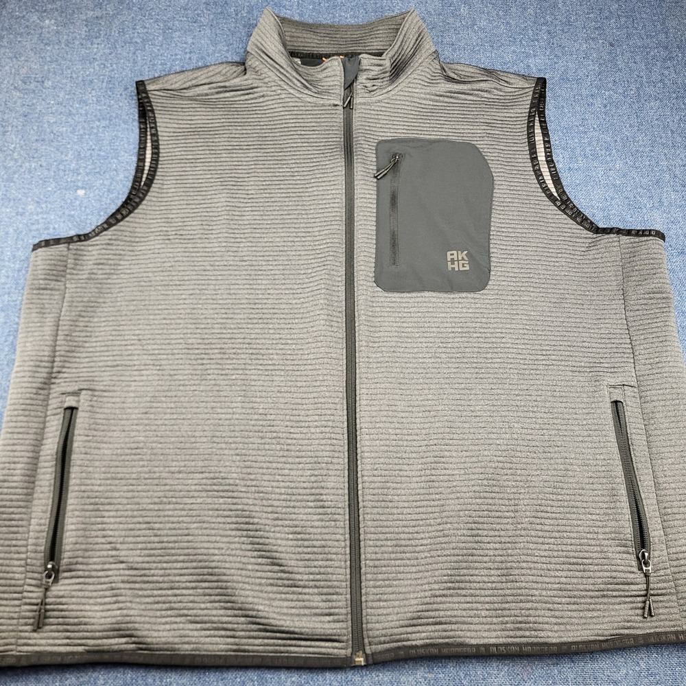 Alaskan Hardgear Duluth Trading Co Men 2XL Gray Ribbed Fleece Full Zip Vest AKHG